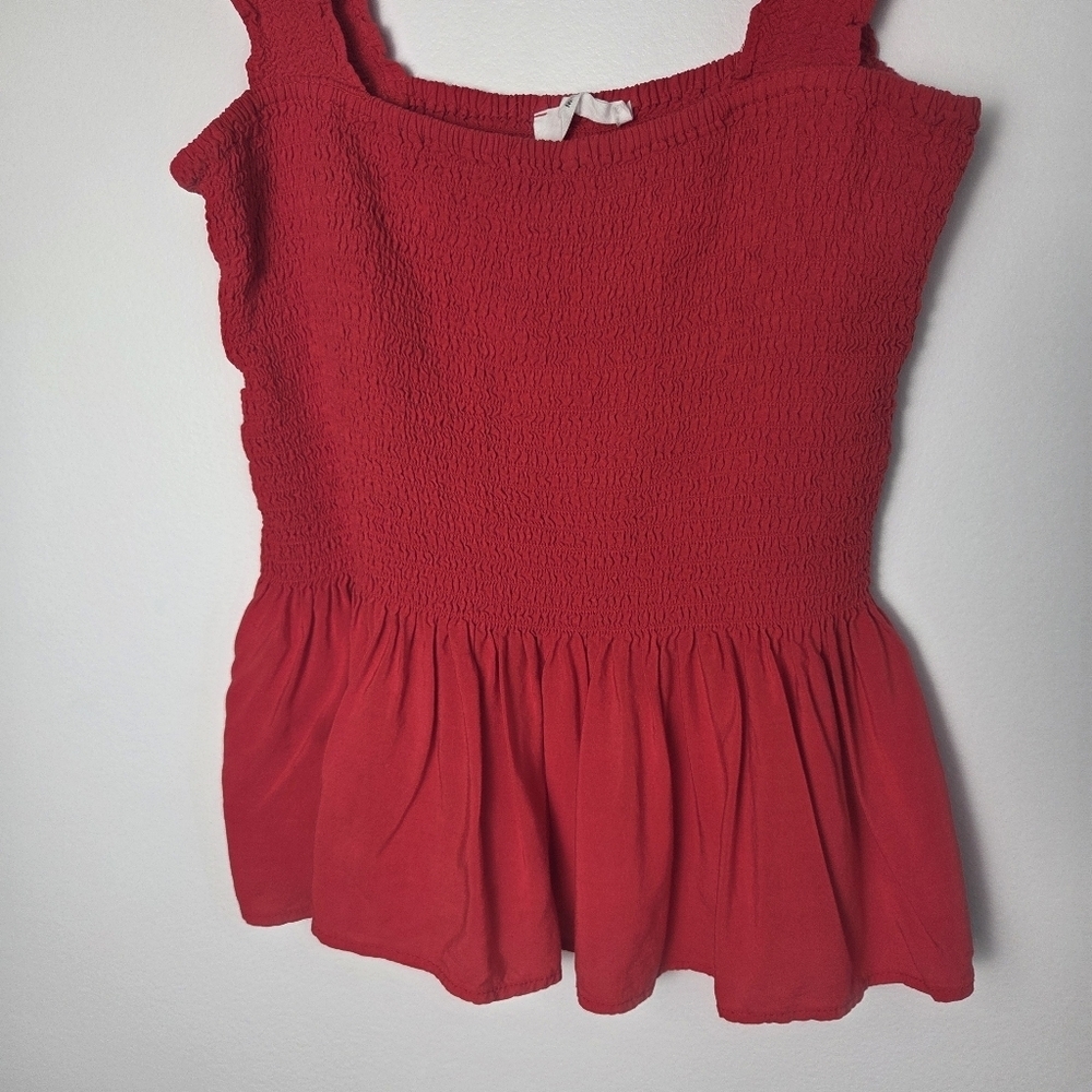 Elodie Red Smocked Peplum Tank Top - Picture 9 of 12